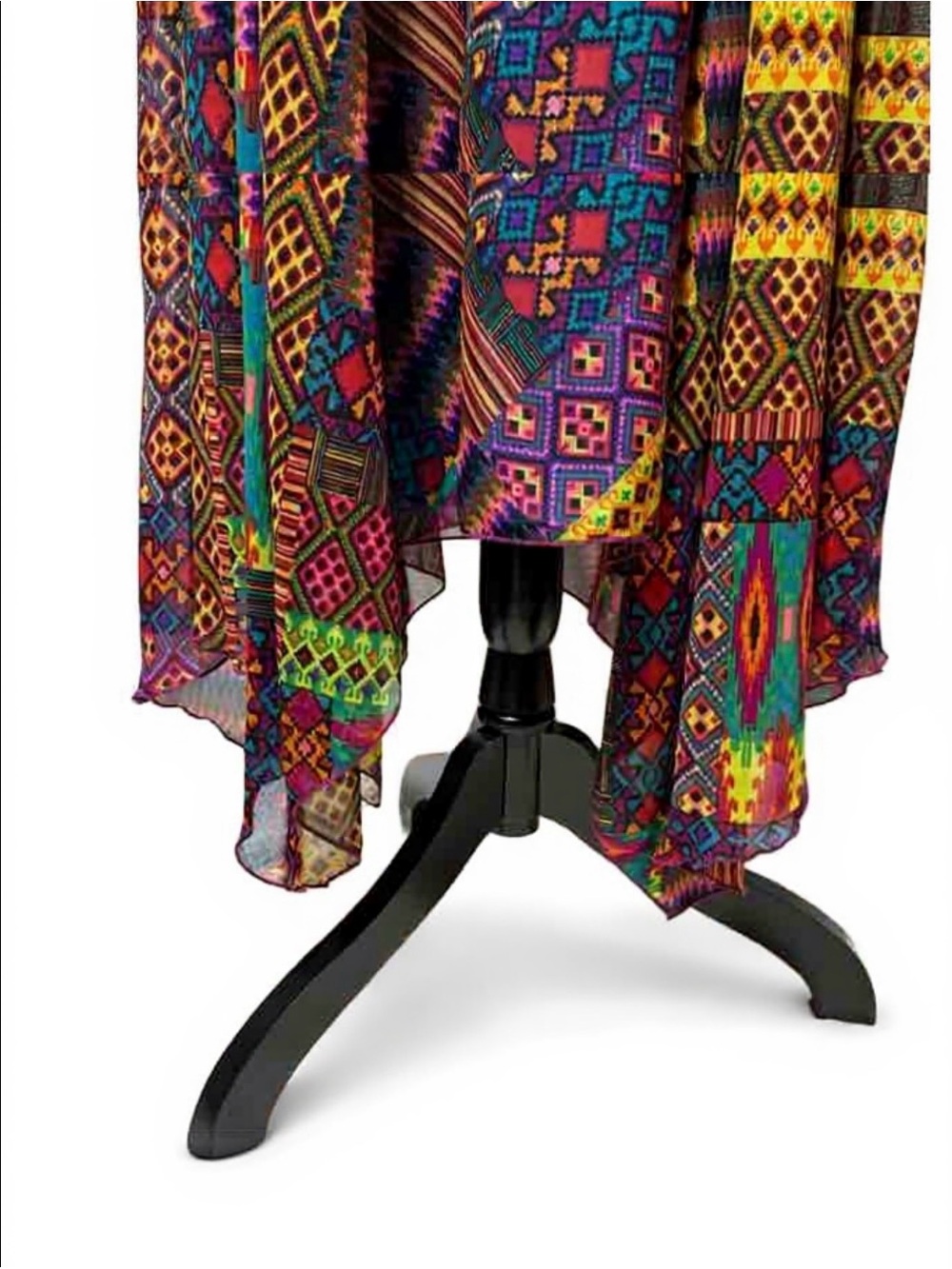 Signature by Robbie Bee Vibrant Geometric Patchwork Asymmetrical Midi Dress 14 - Picture 6 of 6